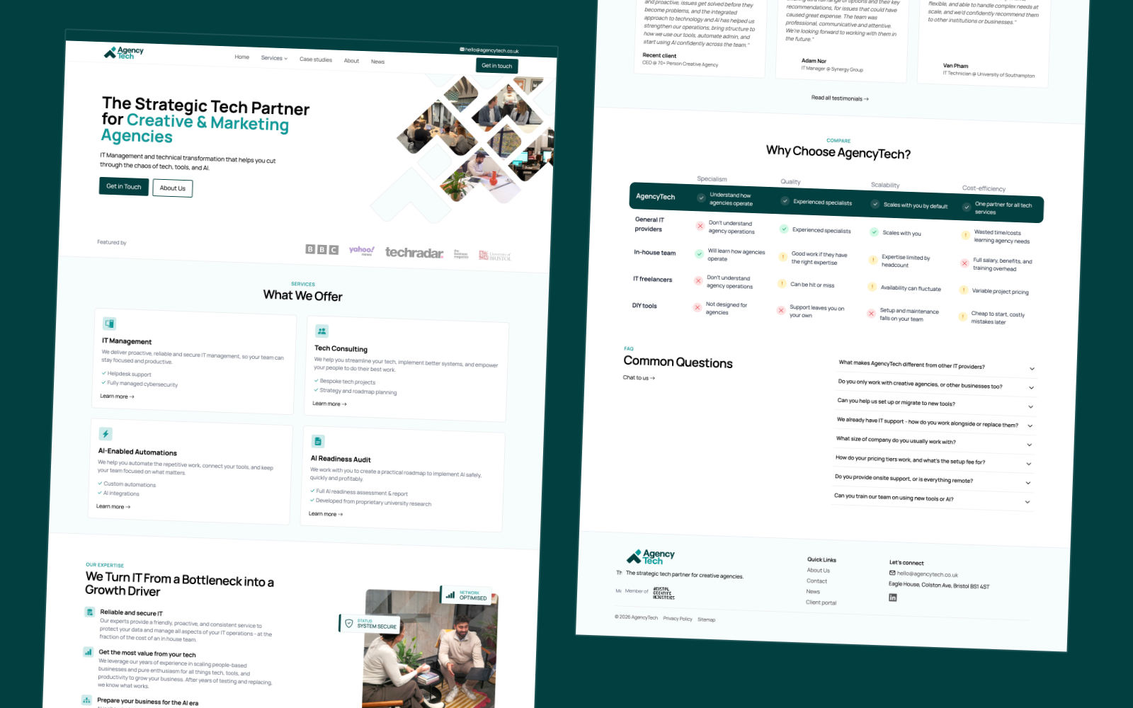 Homepage split screenshot