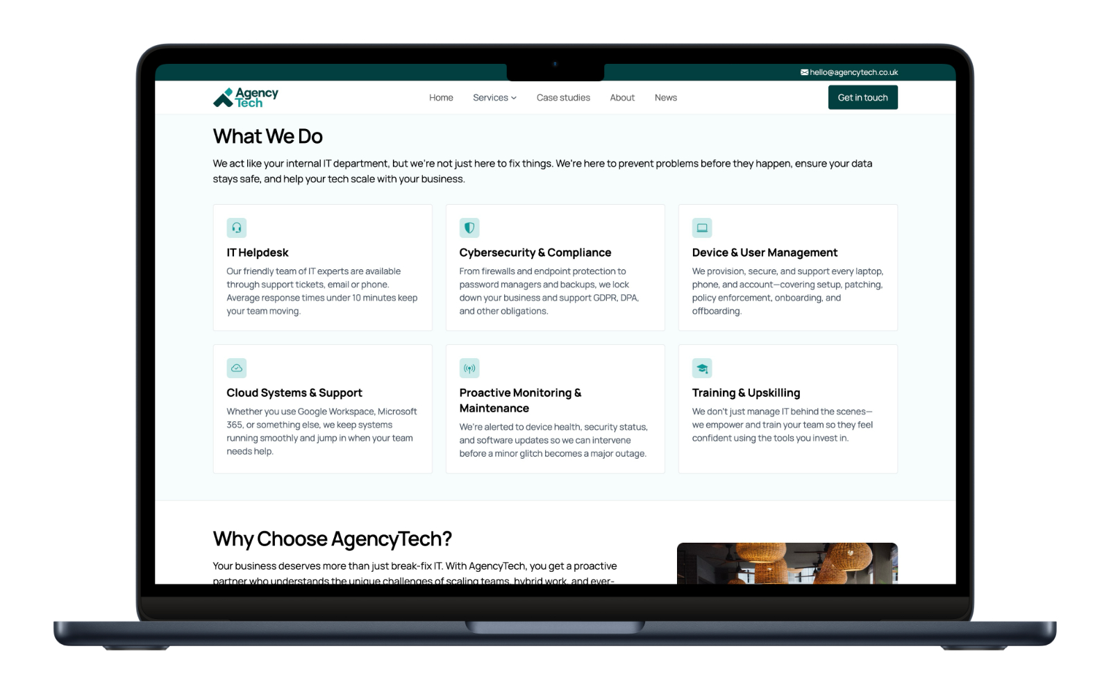 Screenshot of 'what we do' section