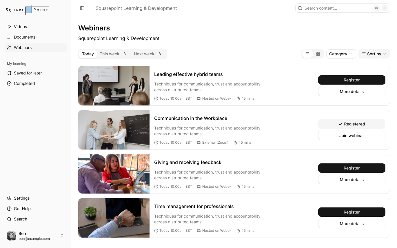 Videos catalogue screenshot